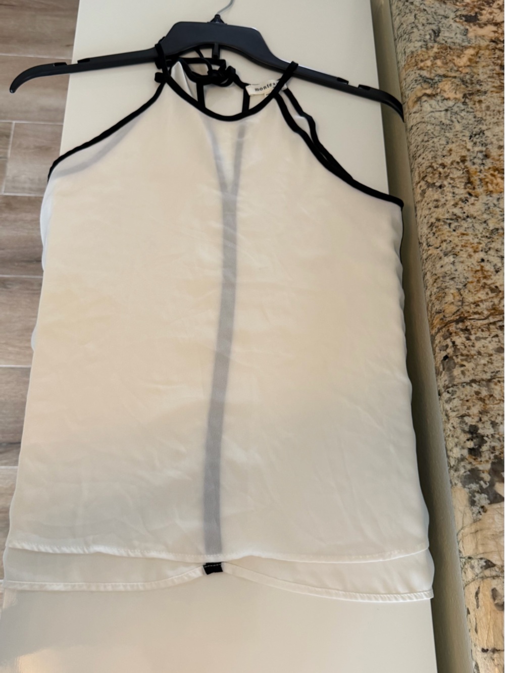 Monteau White Shell Top with Black Trim